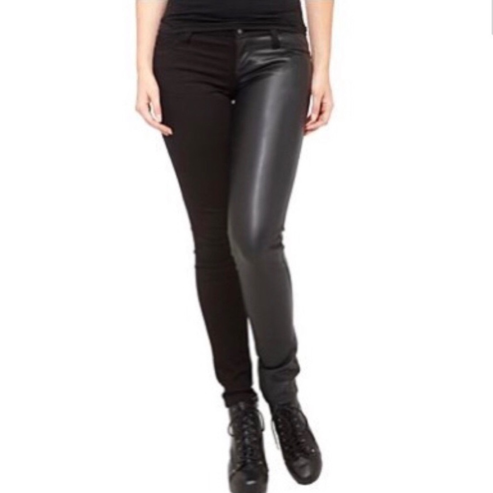 Hot Topic Royal Bones Black Split Leather Jeans - image 1